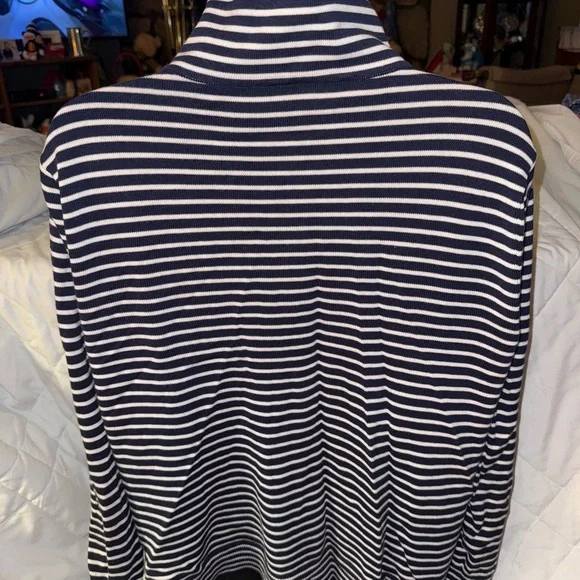 Talbots Striped Knit Zip Front Jacket - Picture 3 of 8